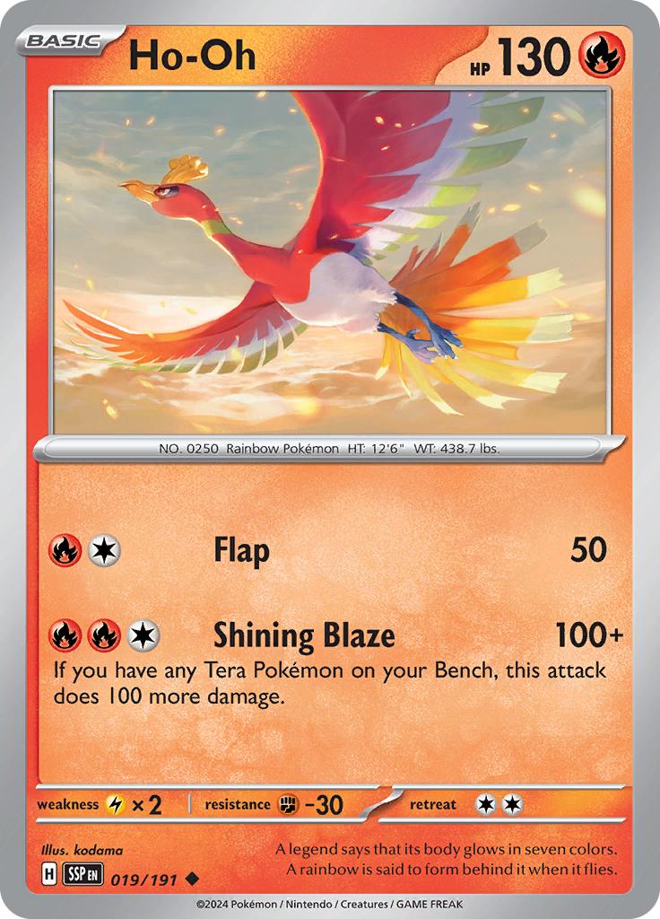 Pokémon-kaart Ho-Oh 019/191 Uncommon uit de set Surging Sparks