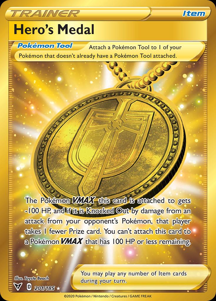 Pokémon-kaart Hero's Medal 201/185 Secret Rare uit de set Vivid Voltage