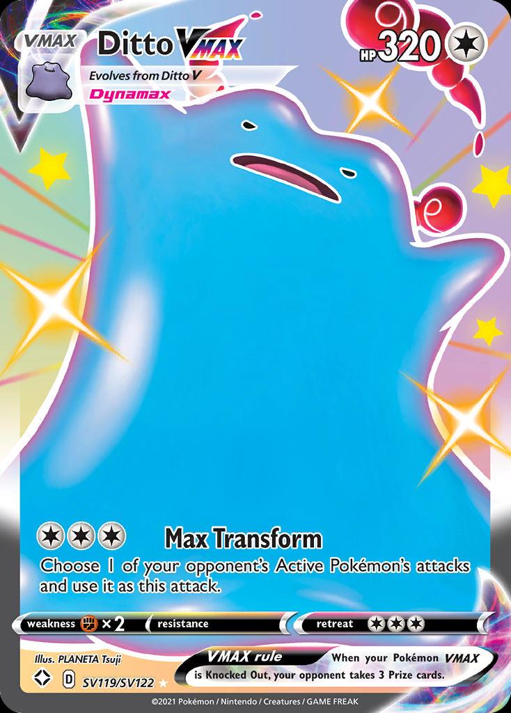 Pokémon-kaart Ditto VMAX SV119/SV122 Secret Rare uit de set Shining Fates