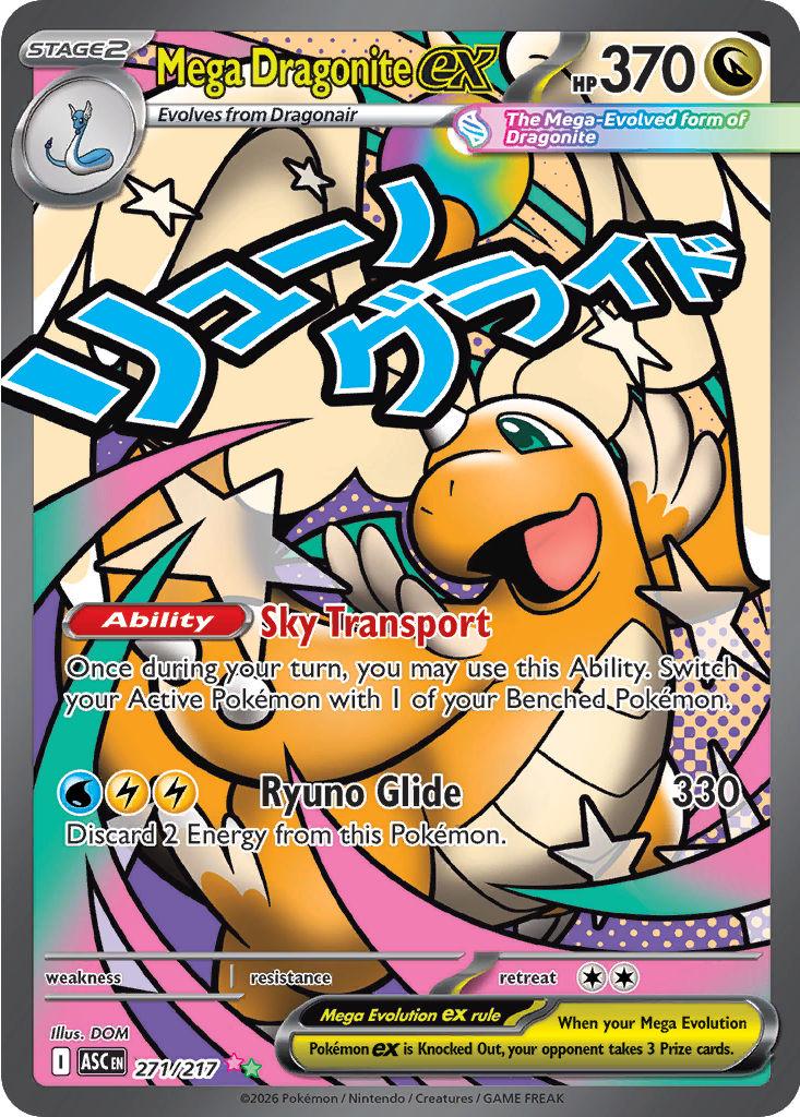 Pokémon-kaart Mega Dragonite ex 271/217 Ultra Rare uit de set Ascended Heroes