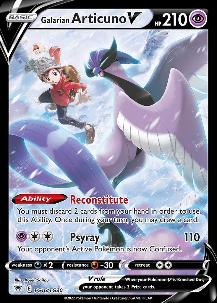 Pokémon-kaart Galarian Articuno V TG16/TG30 Ultra Rare uit de set Astral Radiance Image principale du produit