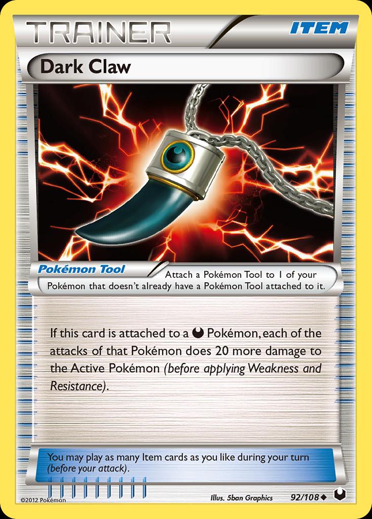 Pokémon-kaart Dark Claw 92/108 Uncommon uit de set Dark Explorers Image principale du produit