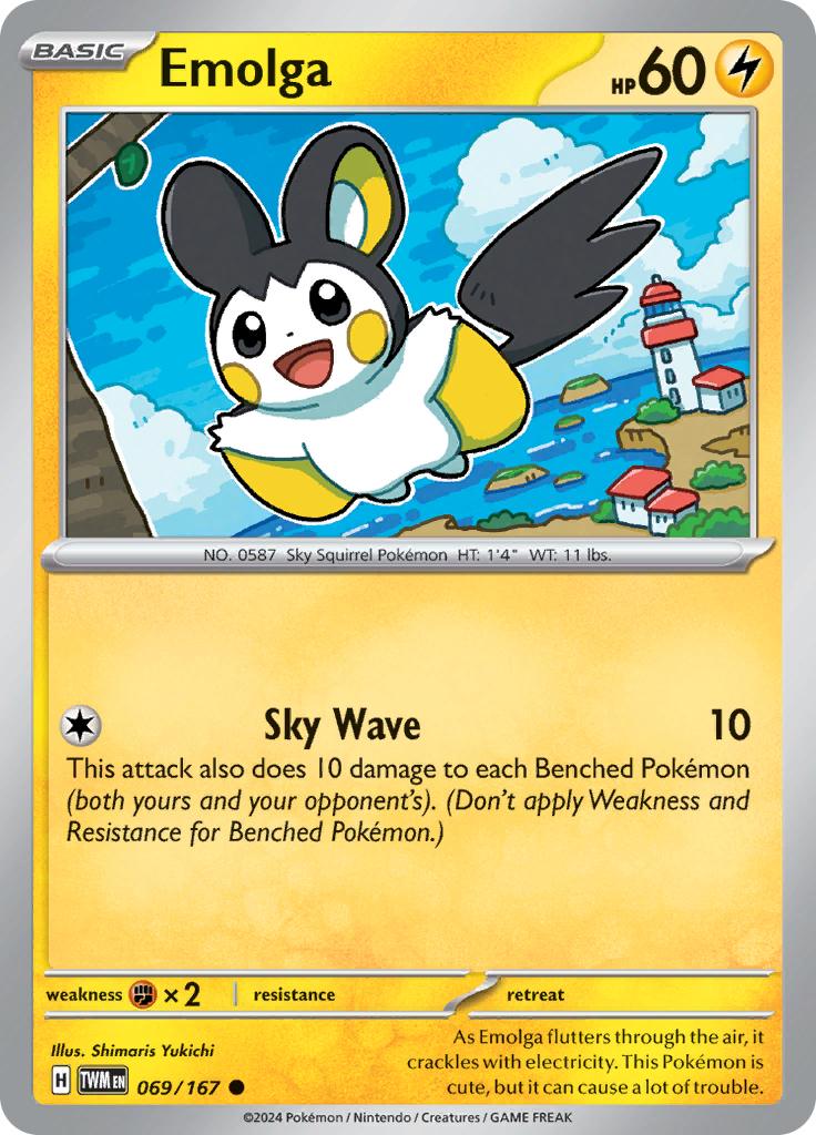Pokémon-kaart Emolga 069/167 Common uit de set Twilight Masquerade Immagine principale del prodotto
