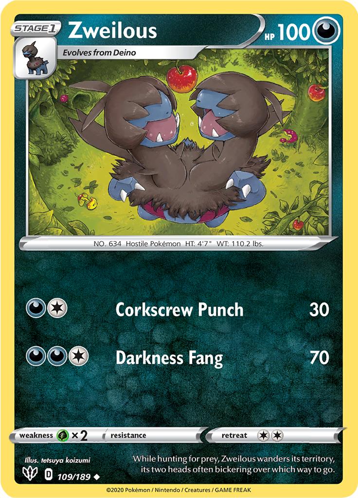 Pokémon-kaart Zweilous 109/189 Uncommon uit de set Darkness Ablaze