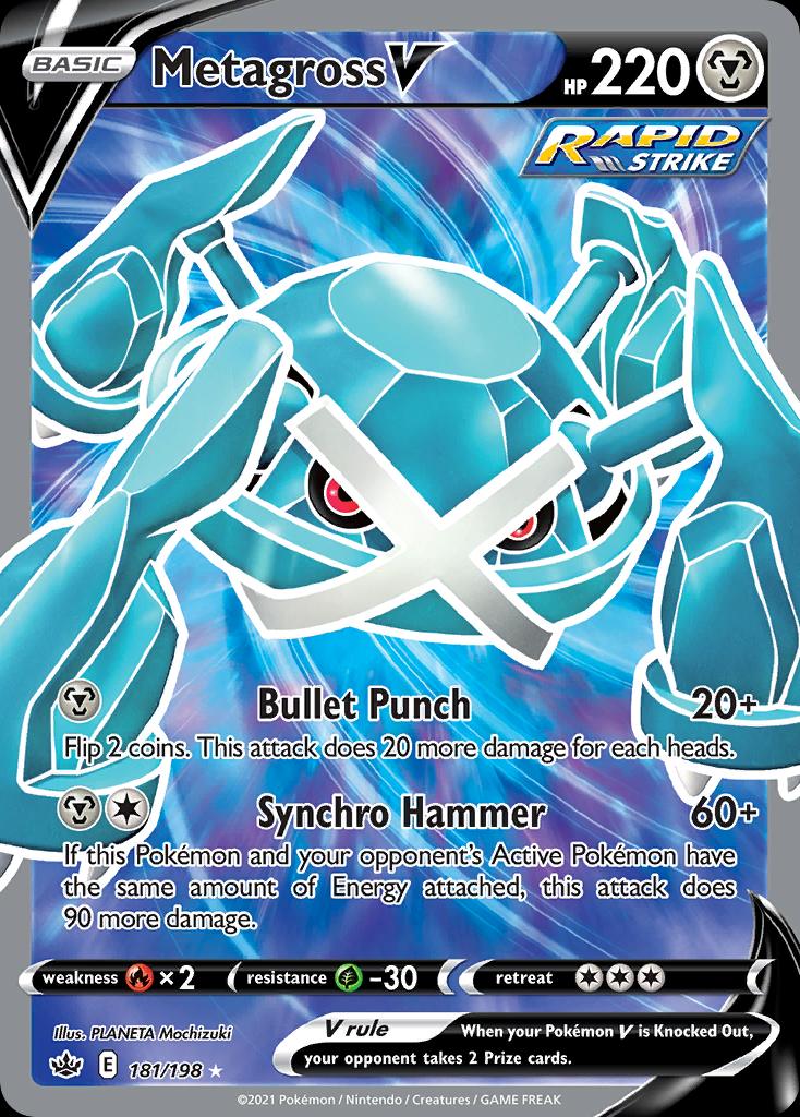 Pokémon-kaart Metagross V 181/198 Ultra Rare uit de set Chilling Reign