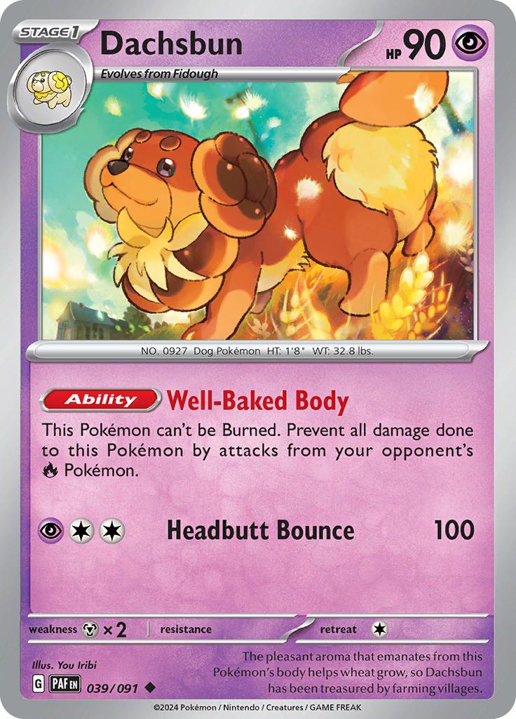 Pokémon-kaart Dachsbun 039/091 Uncommon uit de set Paldean Fates Hoofdafbeelding