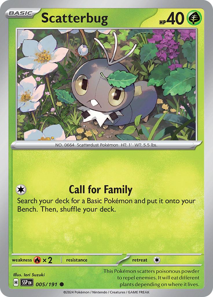 Pokémon-kaart Scatterbug 005/191 Common uit de set Surging Sparks