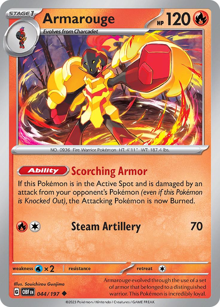Pokémon-kaart Armarouge 044/197 Uncommon uit de set Obsidian Flames Hoofdafbeelding