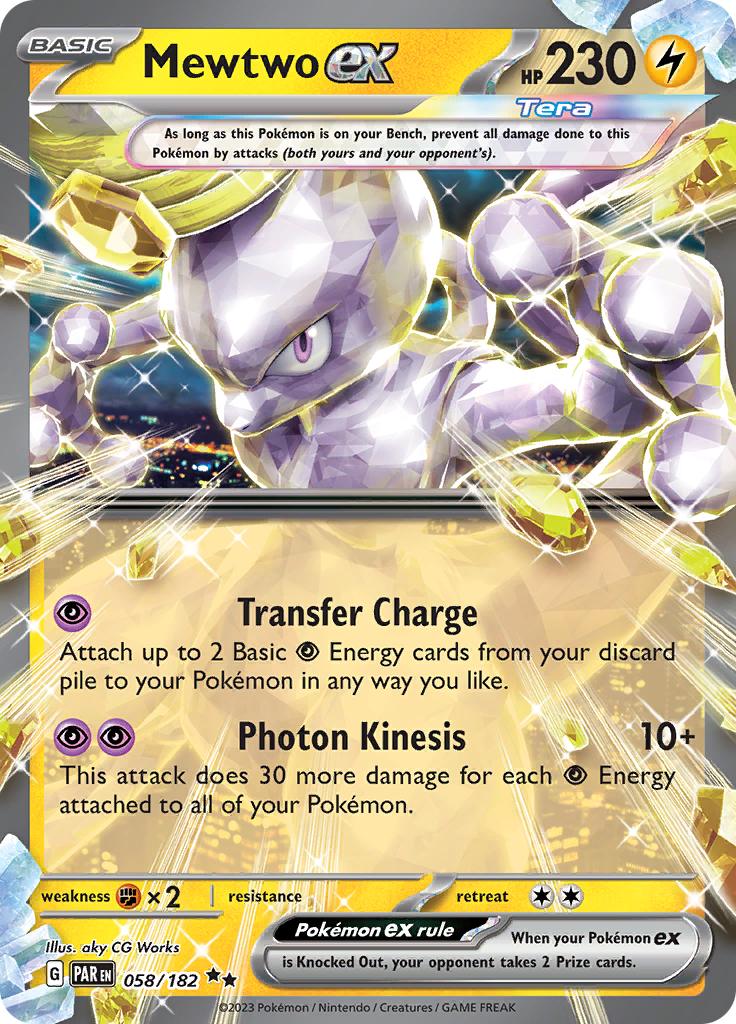 Pokémon-kaart Mewtwo ex 058/182 Double Rare uit de set Paradox Rift