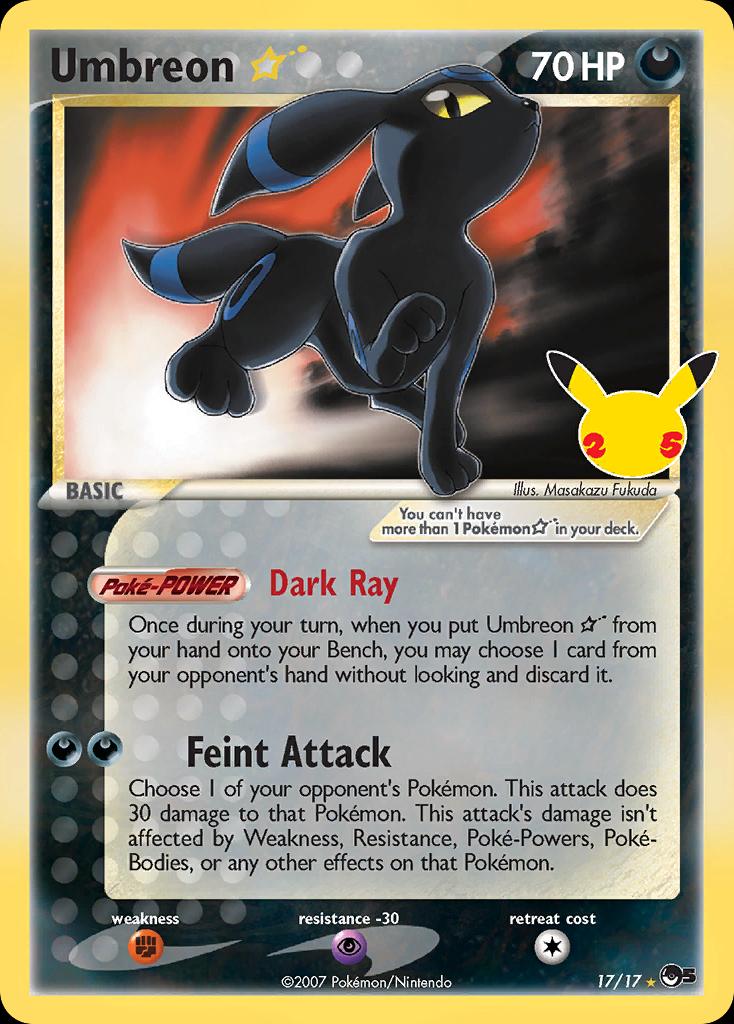 Pokémon-kaart Umbreon Star 17/25 Ultra Rare uit de set Celebrations