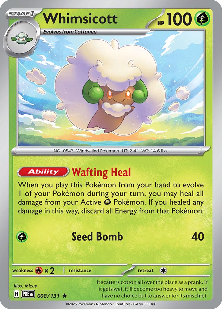 Pokémon-kaart Whimsicott 008/131 Rare uit de set Prismatic Evolutions Main image