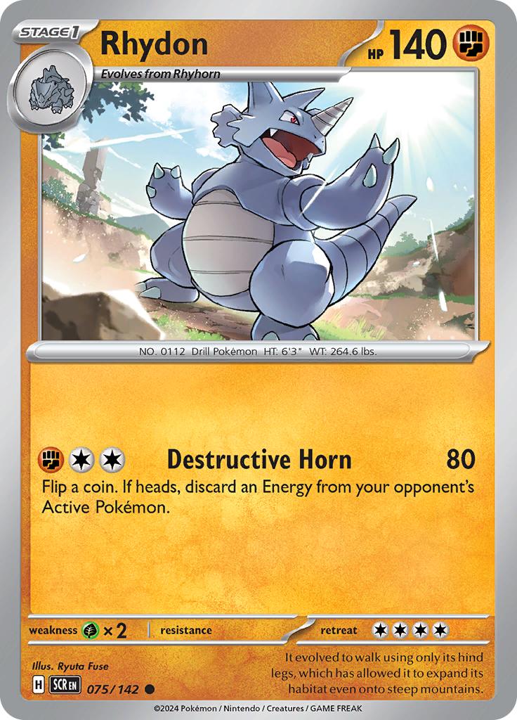 Pokémon-kaart Rhydon 075/142 Common uit de set Stellar Crown