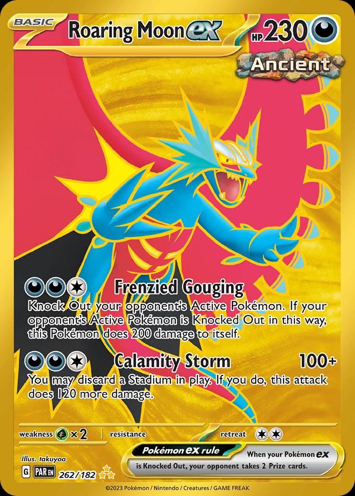 Pokémon-kaart Roaring Moon ex 262/182 Secret Rare uit de set Paradox Rift