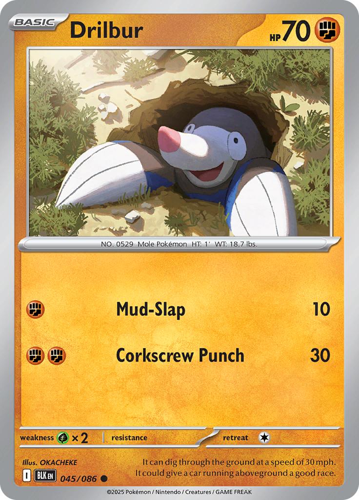 Pokémon-kaart Drilbur 045/086 Common uit de set Black Bolt