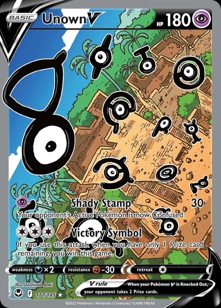 Pokémon-kaart Unown V 177/195 Ultra Rare uit de set Silver Tempest
