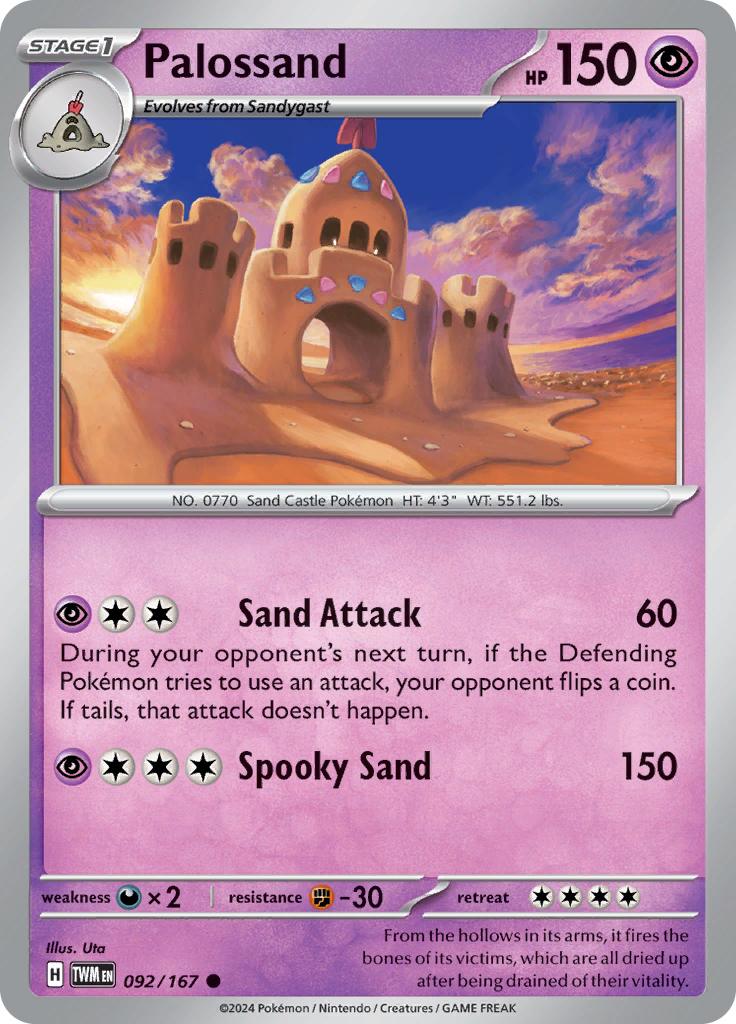 Pokémon-kaart Palossand 092/167 Common uit de set Twilight Masquerade Image principale du produit