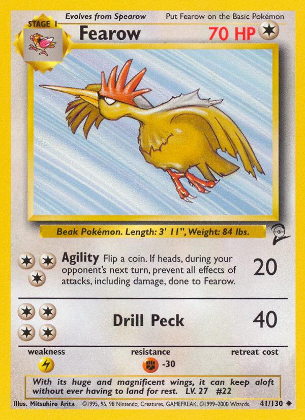 Pokémon-kaart Fearow 41/130 Uncommon uit de set Base Set 2 Image principale du produit