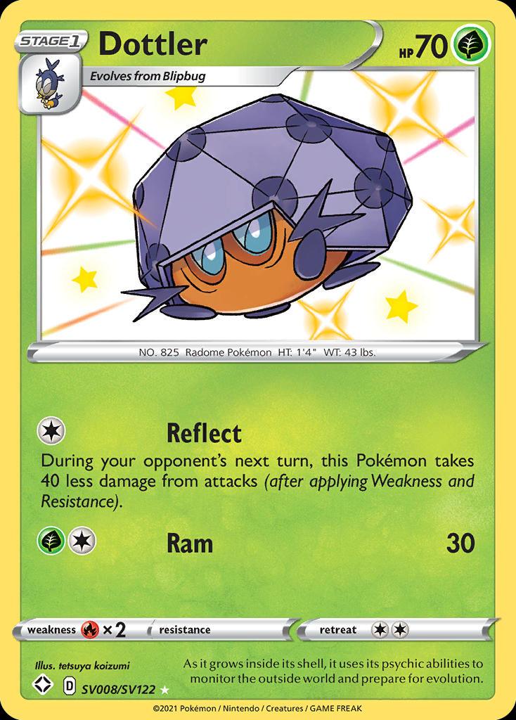 Pokémon-kaart Dottler SV008/SV122 Secret Rare uit de set Shining Fates