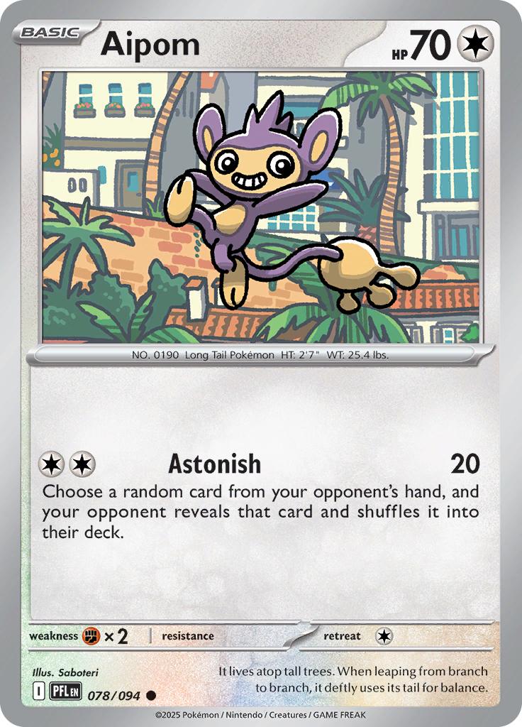 Pokémon-kaart Aipom 078/094 Common uit de set Phantasmal Flames
