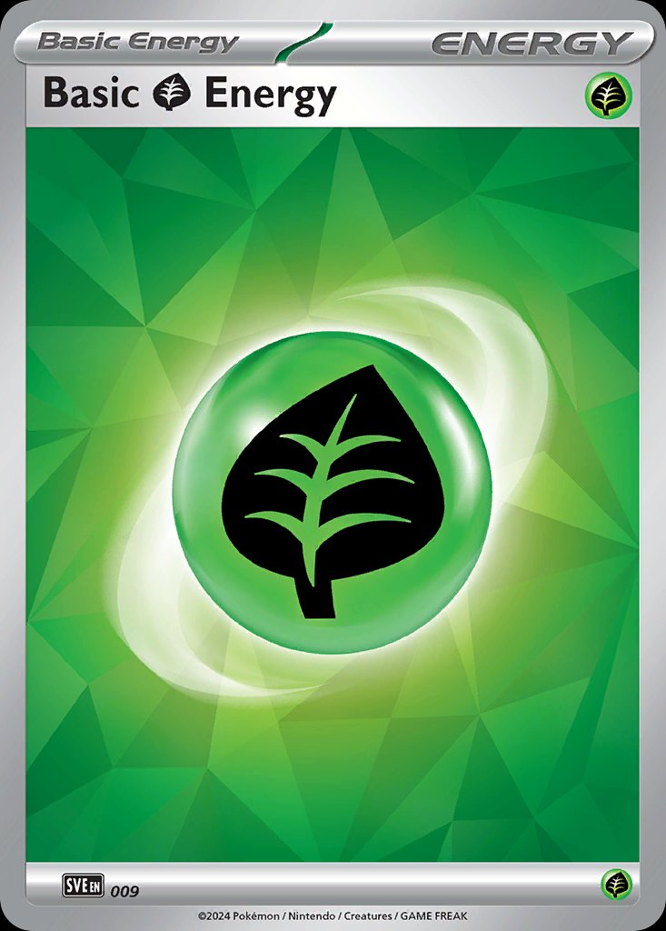 Pokémon-kaart Basic Grass Energy 9/16 Fixed uit de set Scarlet & Violet Energies