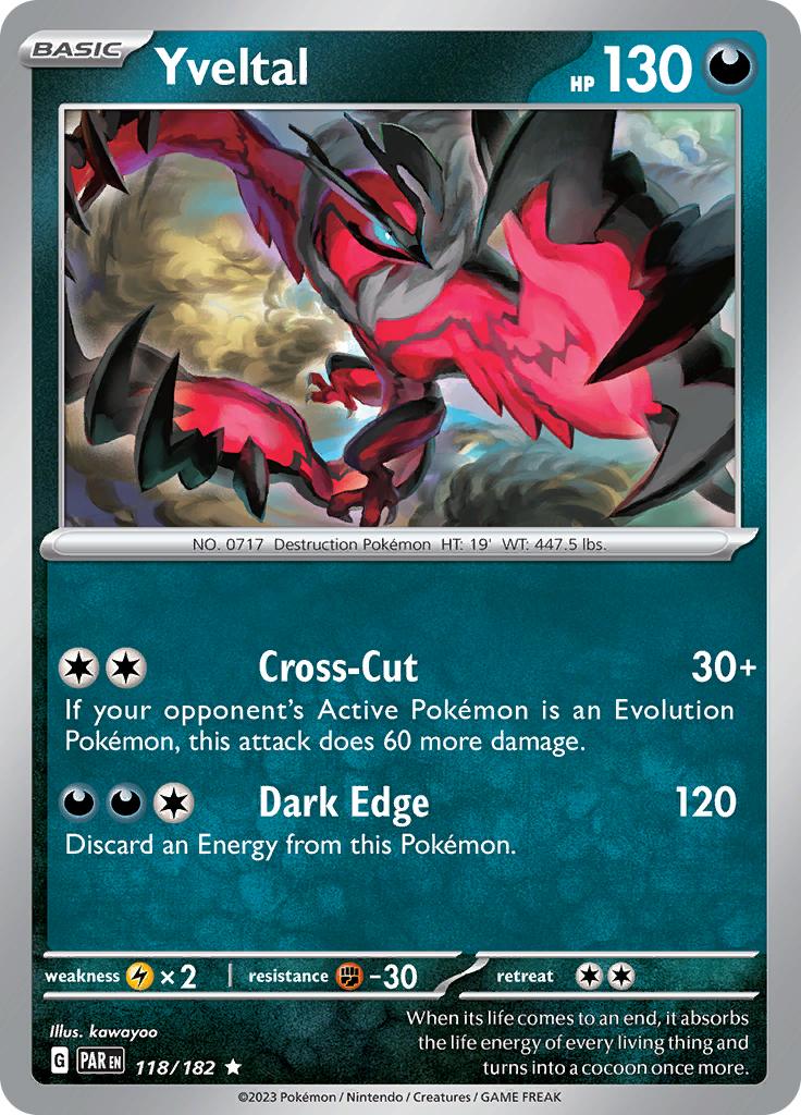Pokémon-kaart Yveltal 118/182 Rare uit de set Paradox Rift