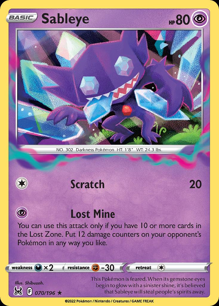 Pokémon-kaart Sableye 070/196 Holo Rare uit de set Lost Origin Immagine principale del prodotto