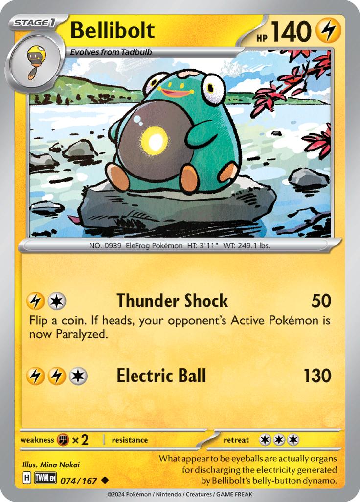 Pokémon-kaart Bellibolt 074/167 Uncommon uit de set Twilight Masquerade Immagine principale del prodotto