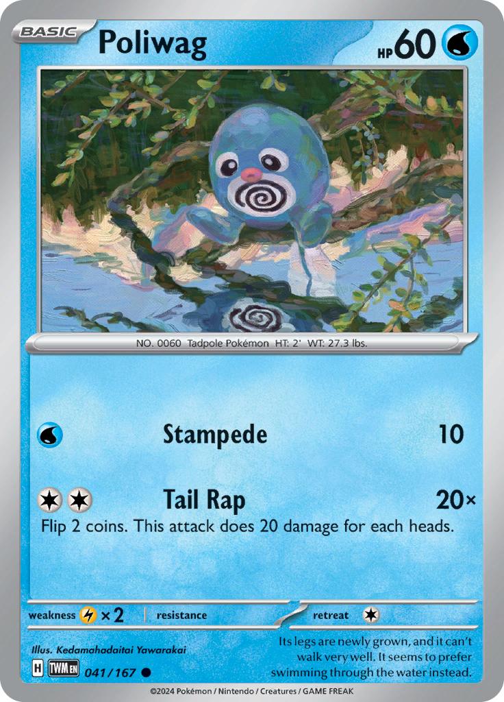Pokémon-kaart Poliwag 041/167 Common uit de set Twilight Masquerade