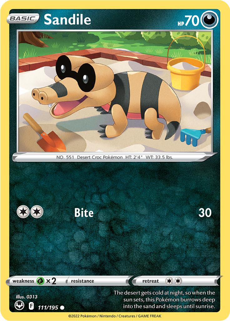 Pokémon-kaart Sandile 111/195 Common uit de set Silver Tempest