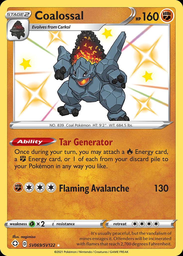 Pokémon-kaart Coalossal SV069/SV122 Secret Rare uit de set Shining Fates Immagine principale del prodotto
