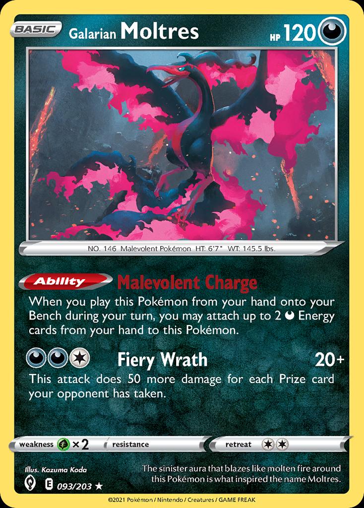 Pokémon-kaart Galarian Moltres 093/203 Holo Rare uit de set Evolving Skies Image principale du produit