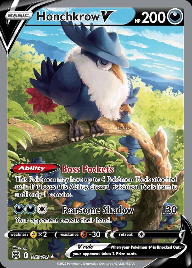 Pokémon-kaart Honchkrow V 162/172 Ultra Rare uit de set Brilliant Stars Hoofdafbeelding