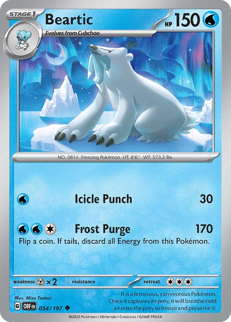 Pokémon-kaart Beartic 054/197 Uncommon uit de set Obsidian Flames Hoofdafbeelding