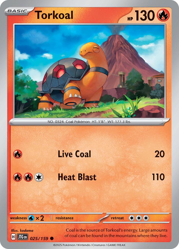 Pokémon-kaart Torkoal 025/159 Common uit de set Journey Together Hoofdafbeelding