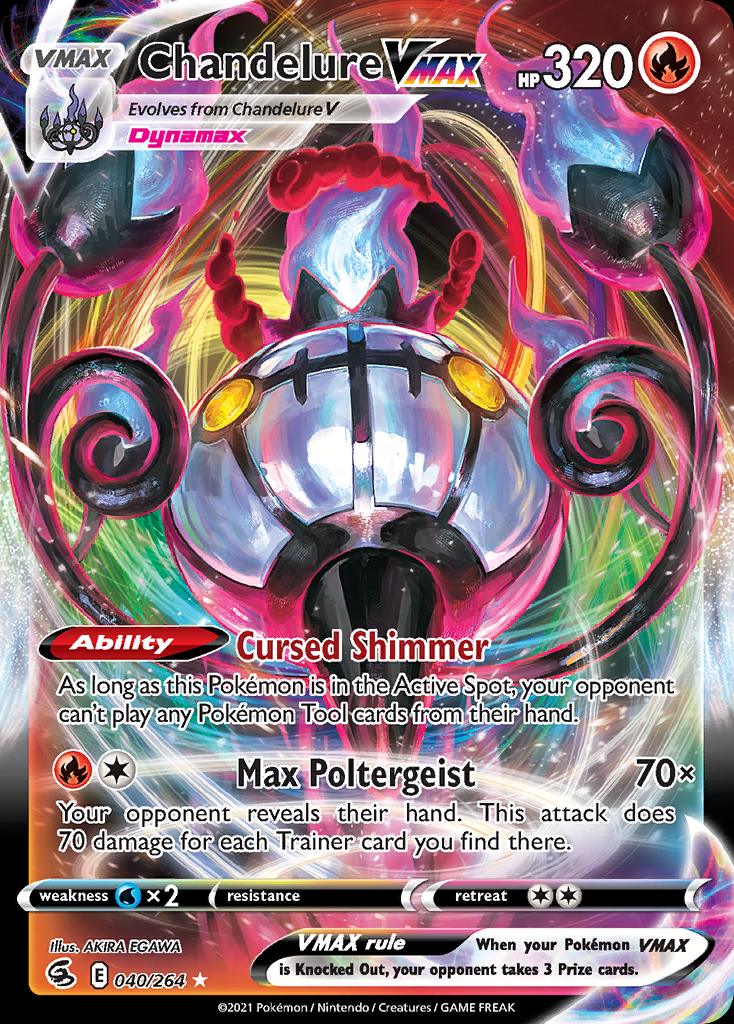 Pokémon-kaart Chandelure VMAX 40/264 Ultra Rare uit de set Fusion Strike Image principale du produit