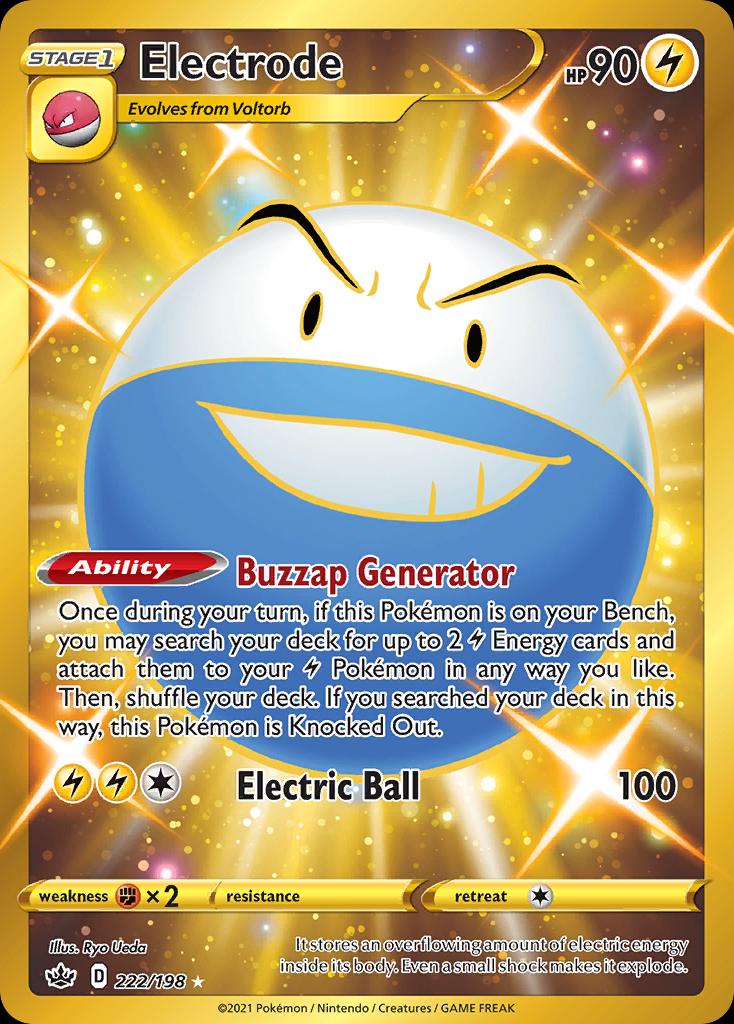 Pokémon-kaart Electrode 222 Secret Rare uit de set Chilling Reign
