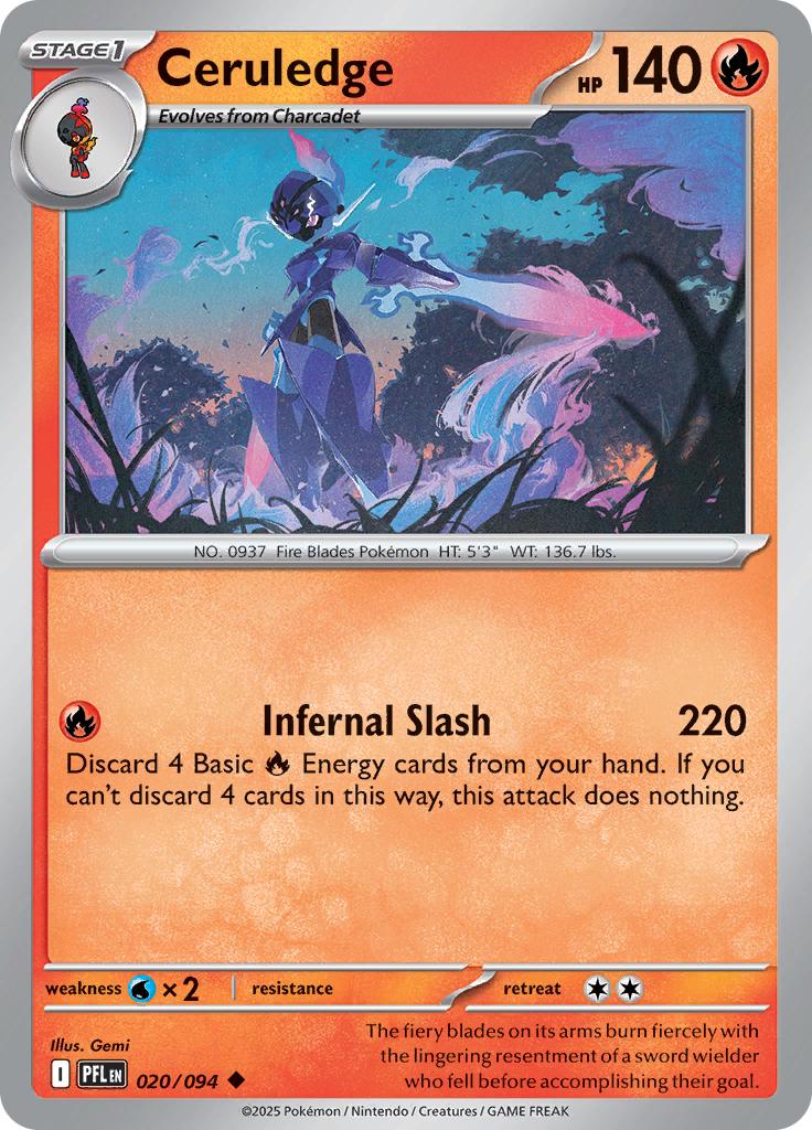 Pokémon-kaart Ceruledge 020/094 Uncommon uit de set Phantasmal Flames