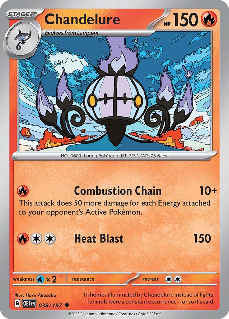 Pokémon-kaart Chandelure 038/197 Uncommon uit de set Obsidian Flames