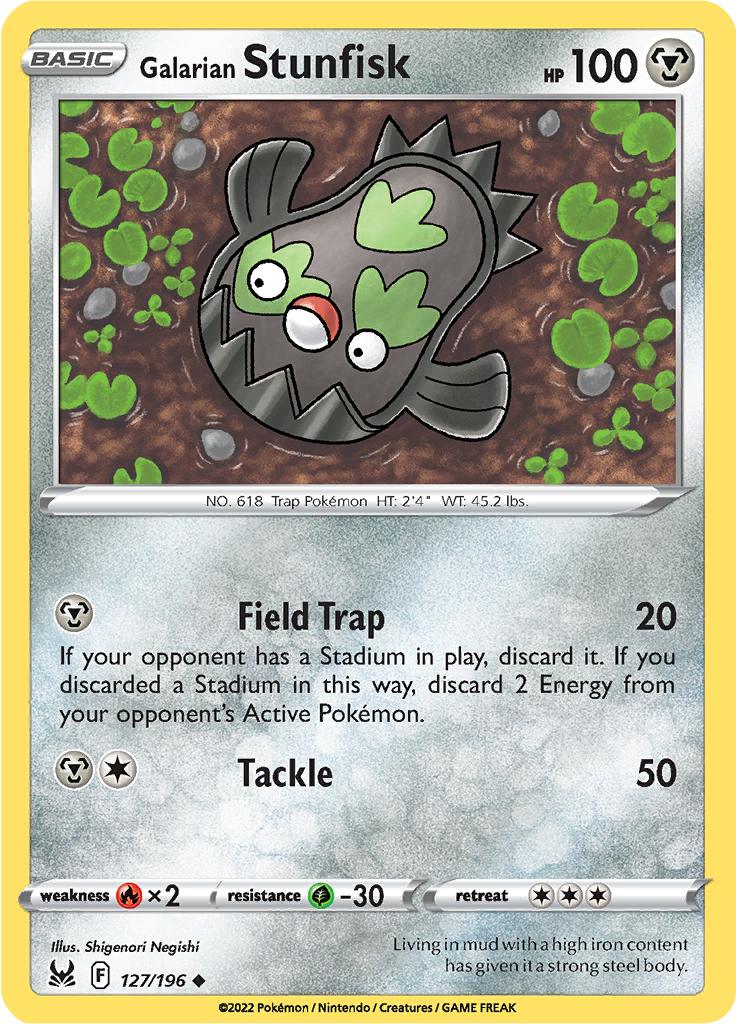 Pokémon-kaart Galarian Stunfisk 127/196 Uncommon uit de set Lost Origin Hoofdafbeelding