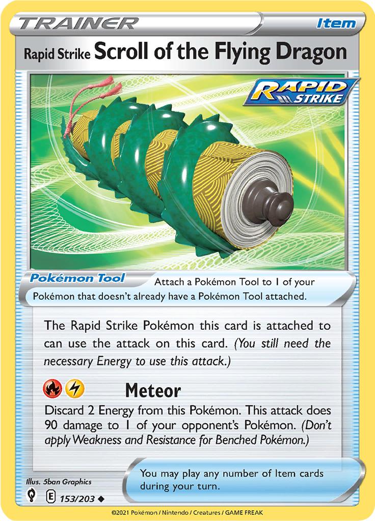Pokémon-kaart Rapid Strike Scroll of the Flying Dragon 153/203 Uncommon uit de set Evolving Skies