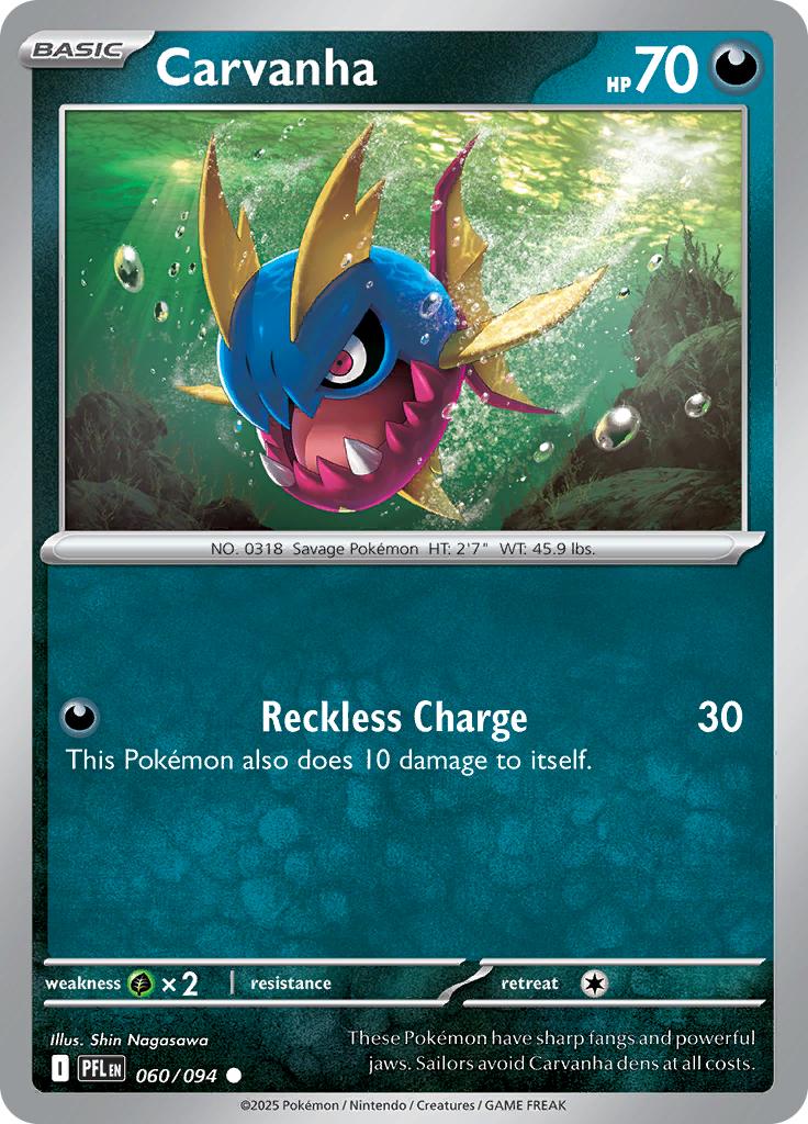 Pokémon-kaart Carvanha 060/094 Common uit de set Phantasmal Flames