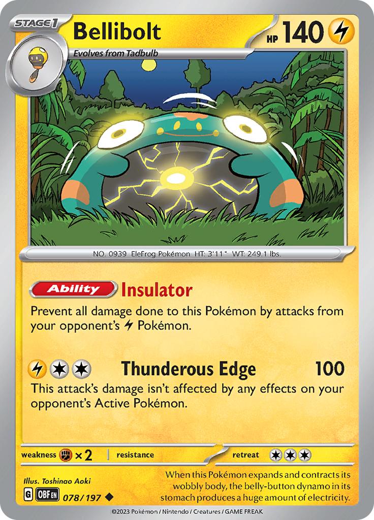 Pokémon-kaart Bellibolt 078/197 Uncommon uit de set Obsidian Flames