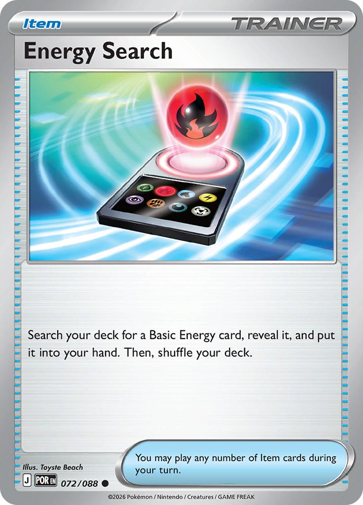 Pokémon-kaart Energy Search 072/088 Common uit de set Perfect Order Imagen principal del producto