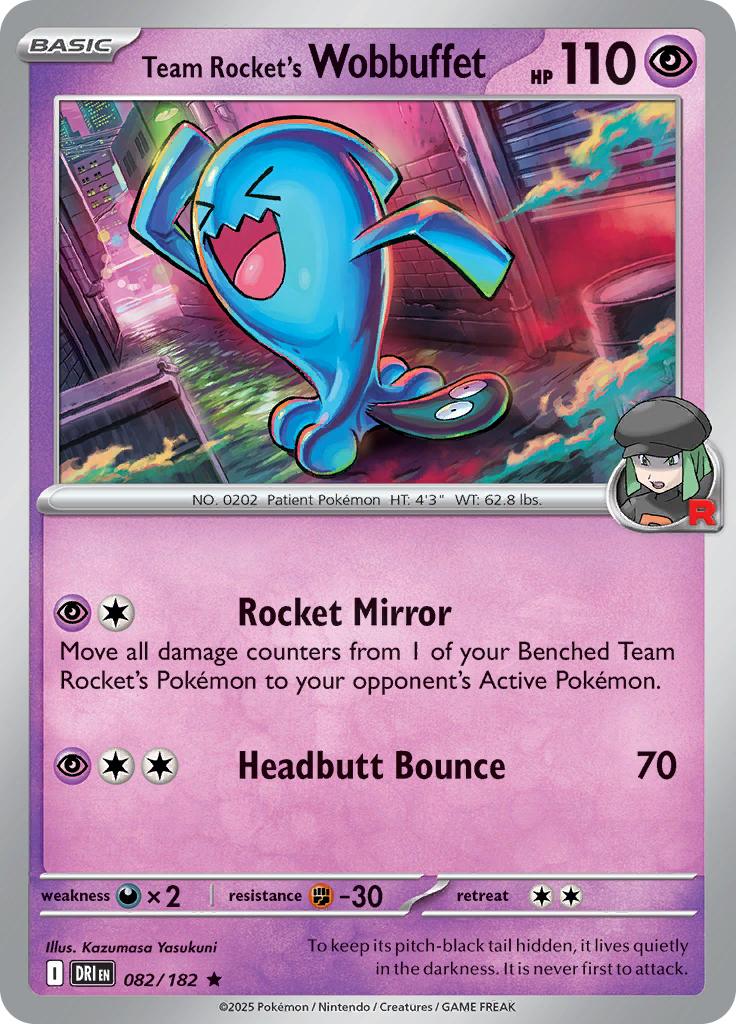 Pokémon-kaart Team Rocket's Wobbuffet 082/182 Rare uit de set Destined Rivals Imagen principal del producto