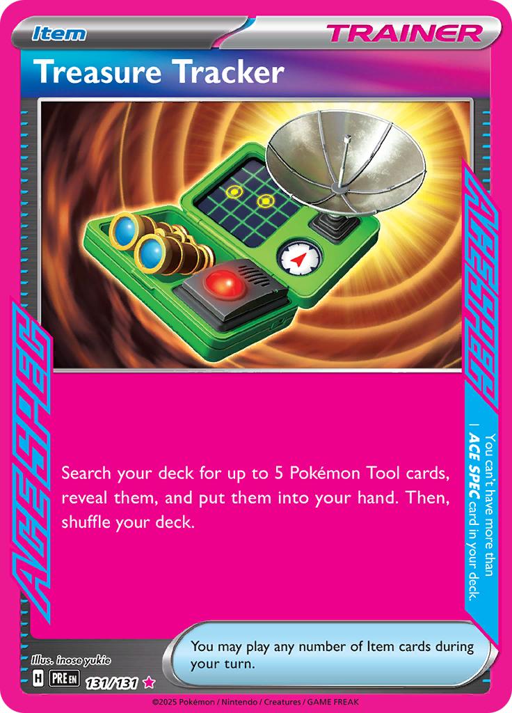 Pokémon-kaart Treasure Tracker 131/131 ACE Rare uit de set Prismatic Evolutions