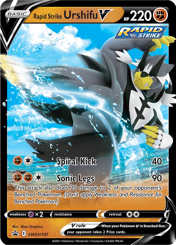 Pokémon-kaart Rapid Strike Urshifu V SWSH107 Promo uit de set SWSH Black Star Promos Immagine principale del prodotto