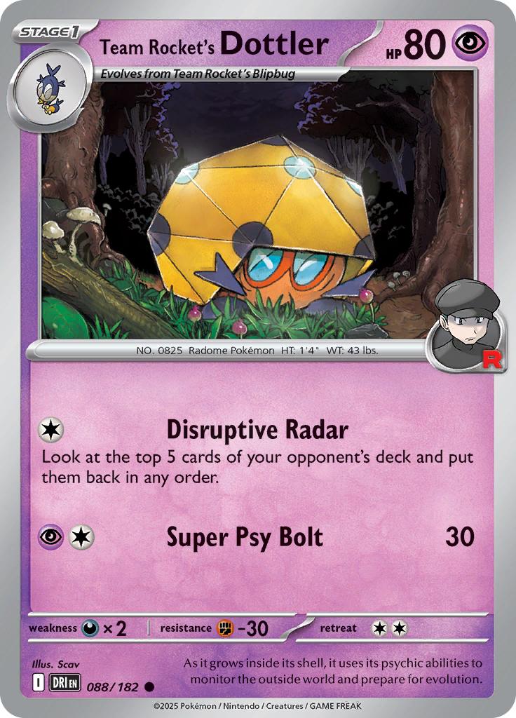 Pokémon-kaart Team Rocket's Dottler 088/182 Common uit de set Destined Rivals