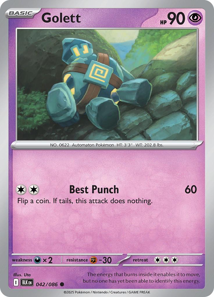 Pokémon-kaart Golett 042/086 Common uit de set Black Bolt
