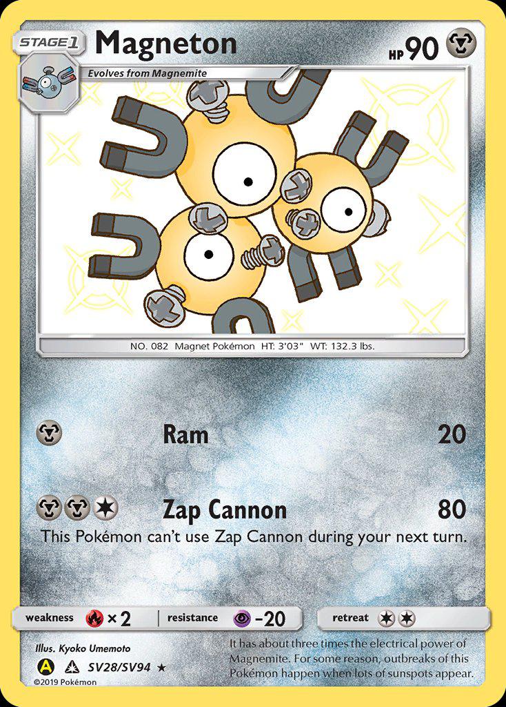 Pokémon-kaart Magneton SV28/SV94 Holo Rare uit de Shiny Vault van de set Hidden Fates
