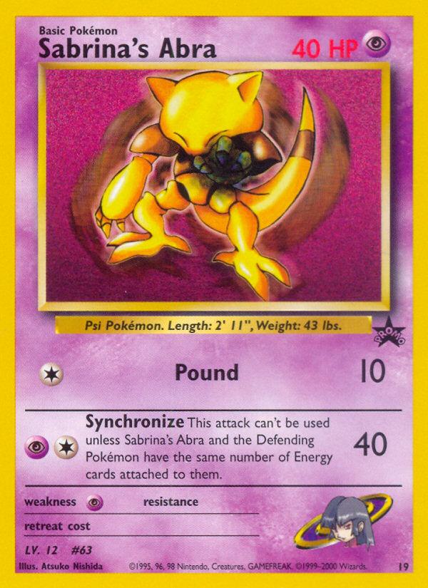 Pokémon-kaart Sabrina's Abra 19 Promo uit de set Wizards Black Star Promos Image principale du produit